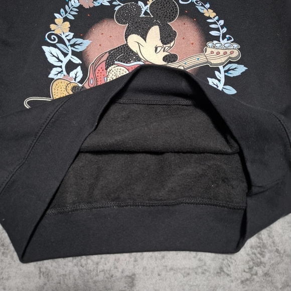 Disney Graphic Mickey Mouse Forever True Floral Rock Black Women's Sweatshirt M - Picture 5 of 9